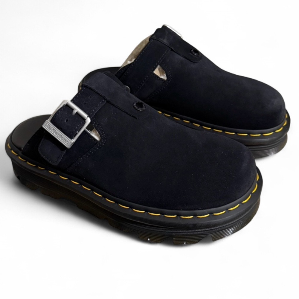 Dr. Martens- Zebzag Suede Slingback Platform Mule